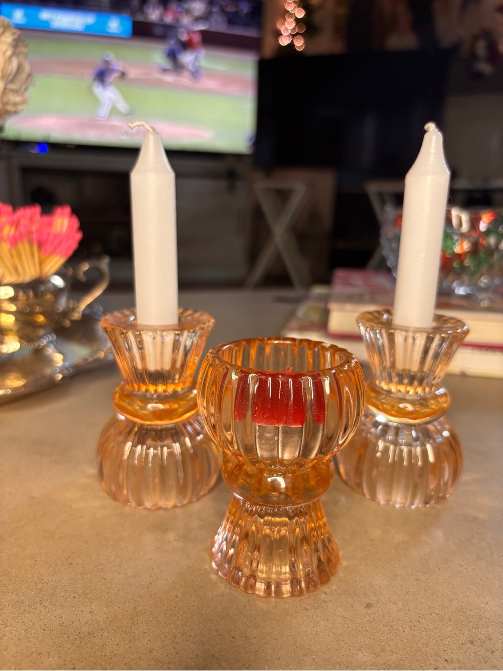 Kate Aspen 2-in-1 Fluted Rose Gold Glass Candle Holders Set of 6 Reversible